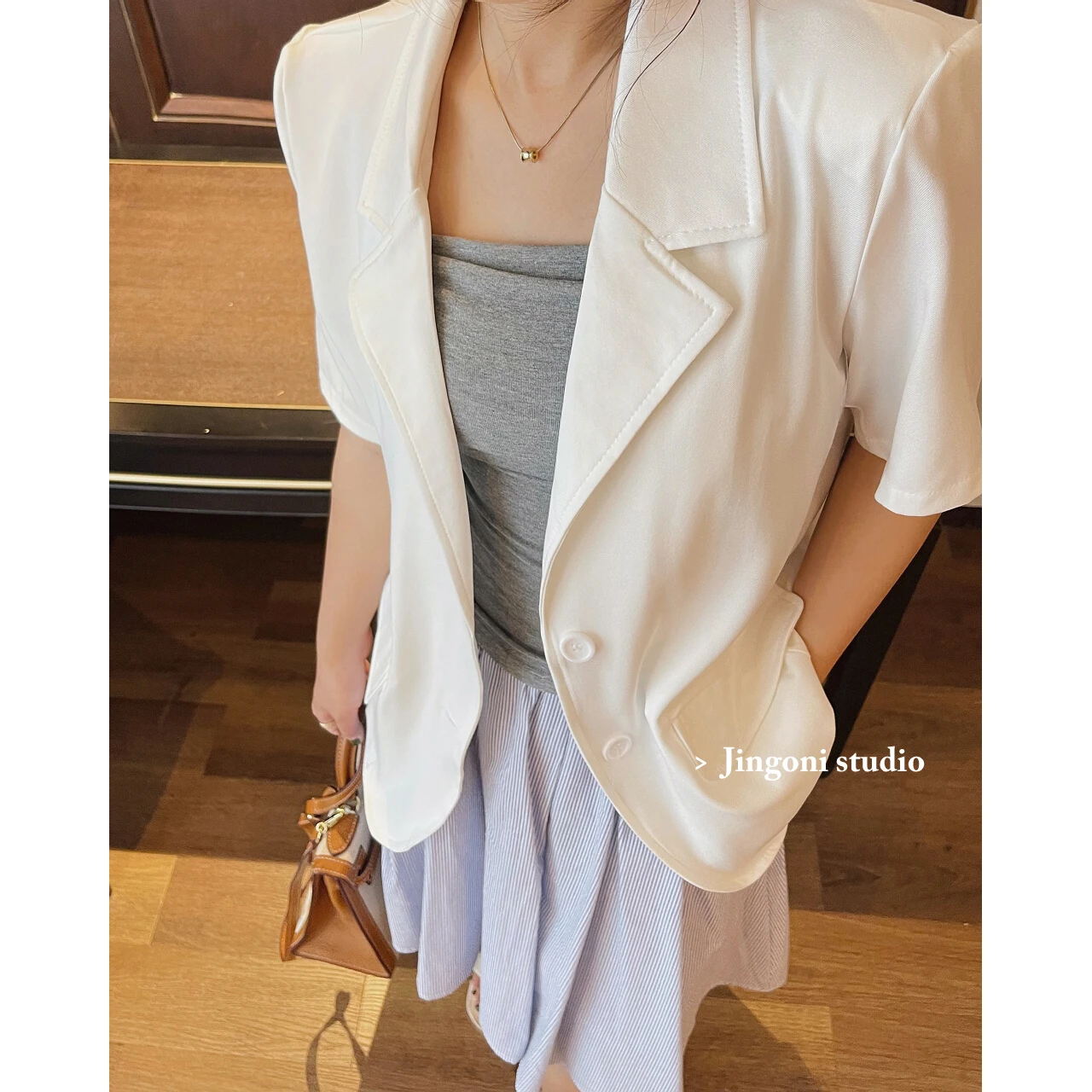 Chiffon Blazers Women Short Sleeve Jacket Coat Y2k 2023 Summer Clothing Elegant Vintage Fashion Luxury Korean Top Cropped New