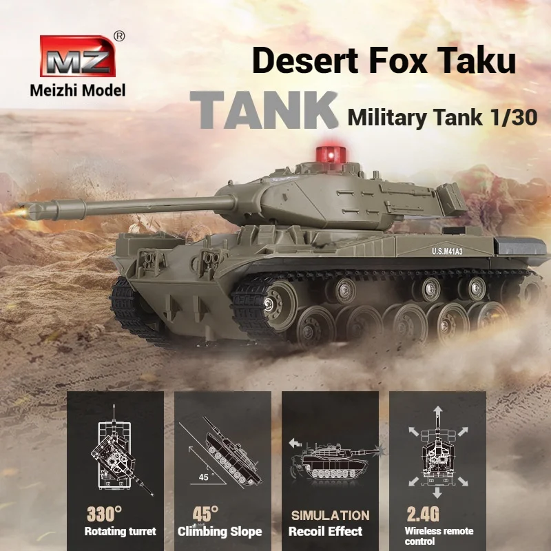 

1:30 Scale Rc M41a3 Military Tank2.4g Dual Joystick Remote Control All-Terrain Waterproof Model For Kids/Adults Birthdayxmas Gif