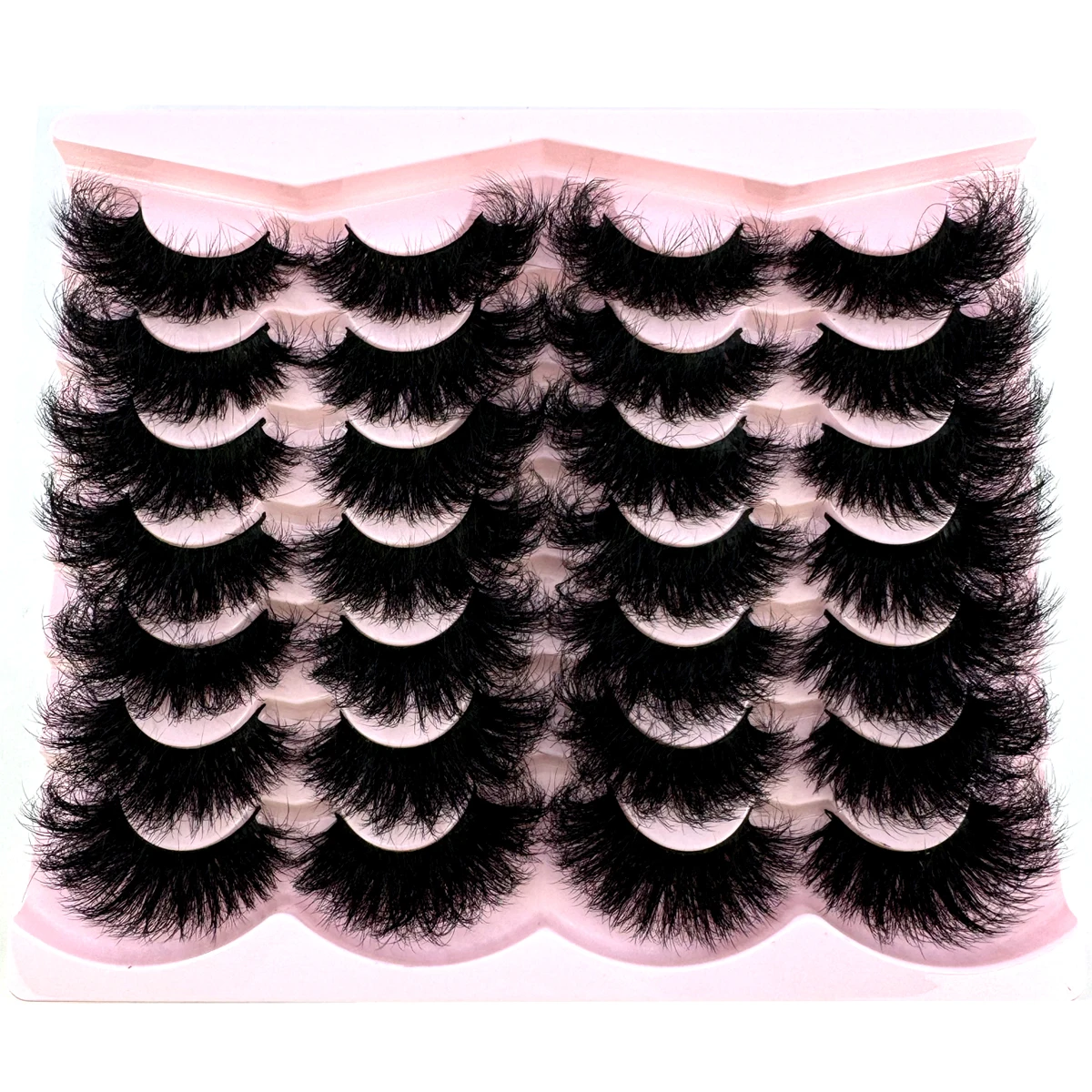 HBZGTLAD New 14 Pairs Faux Mink Lashes Fluffy False Eyelashes Thick Volume Dramatic Cat Eye Lashes Long Strip Wispy Lashes Pack