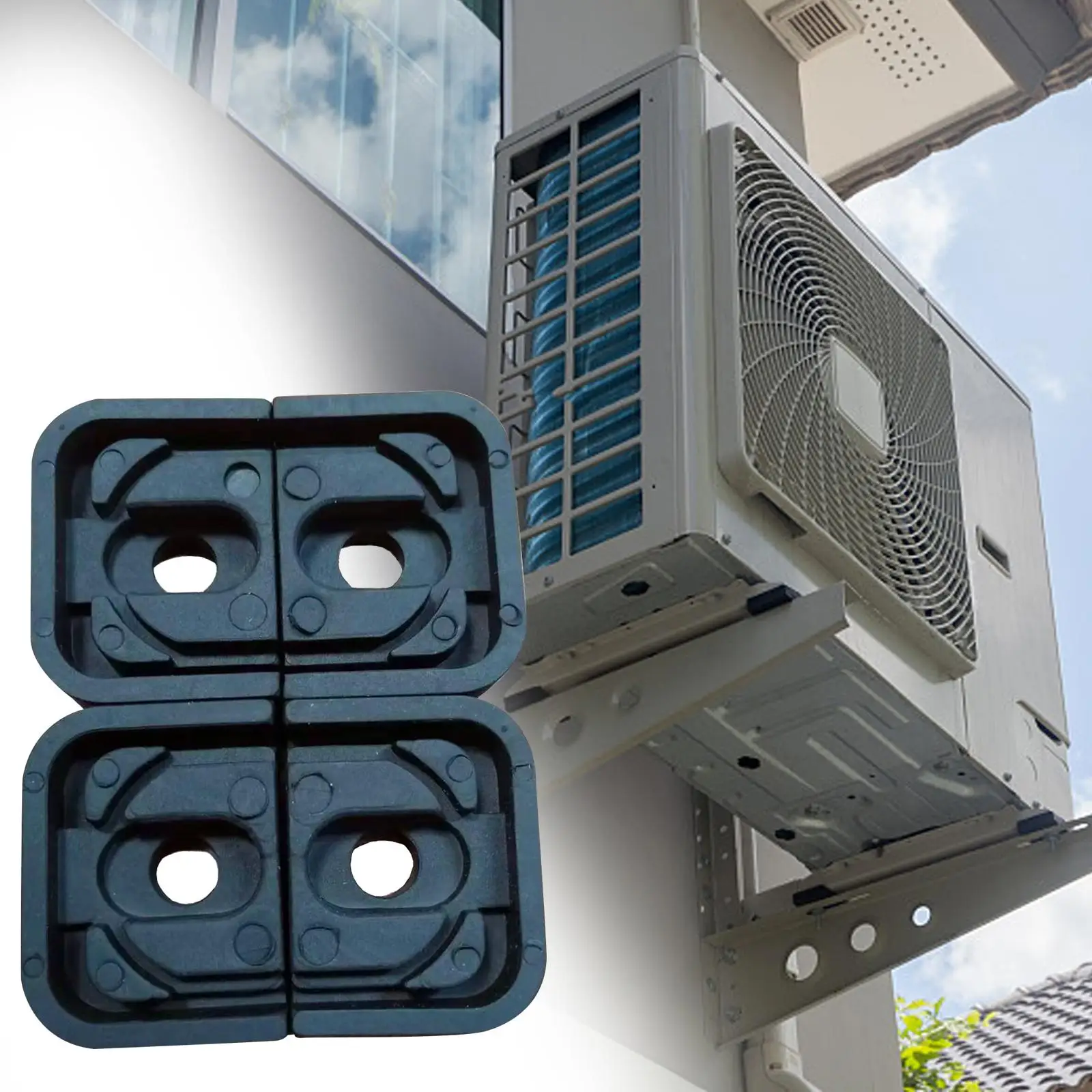 Unidad externa de aire acondicionado de 4 piezas, almohadilla sin vibración, aislador de ruido, absorción de impactos, amortiguación para techos, unidad exterior, balcón