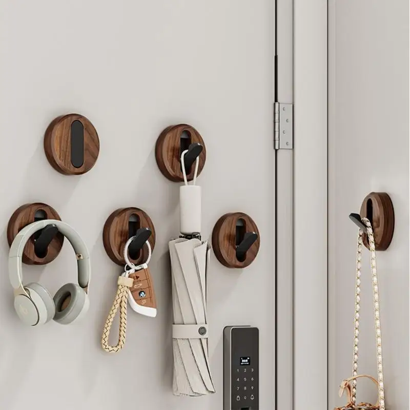   User Friendly Wooden Hooks Pack Of 4 Discreet Folding Design Clothes Hanging Hooks Great For Small Area Living