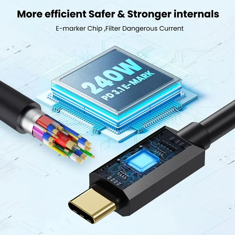1.2m Spring Retractable USB5.0 Type-C Male to Male 80Gbps Data Transmission Charging HD Cable 16K/Dual 8K 240W Thunderbolt 3/4/5
