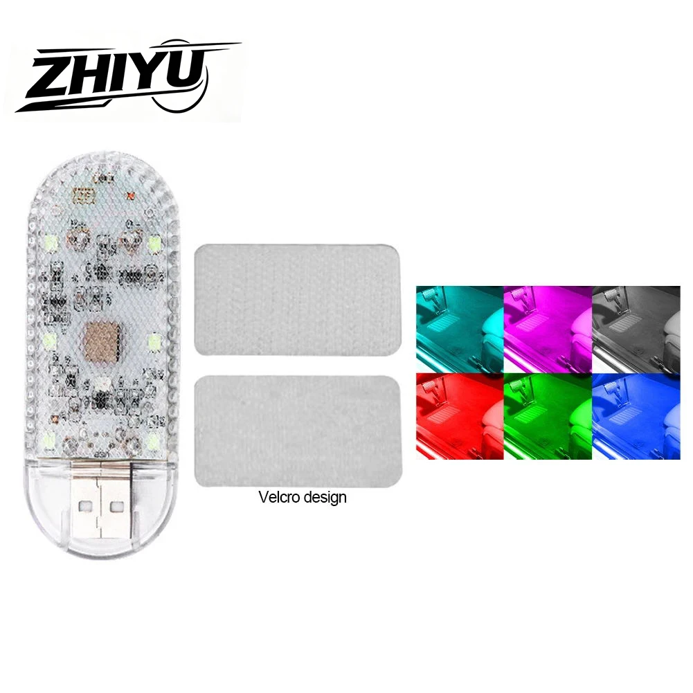 

ZHIYU LED Car Mini Touch Light USB Charging Portable Auto Roof Ceiling Reading Night Lamp Wireless Car Decoration Ambinet Light