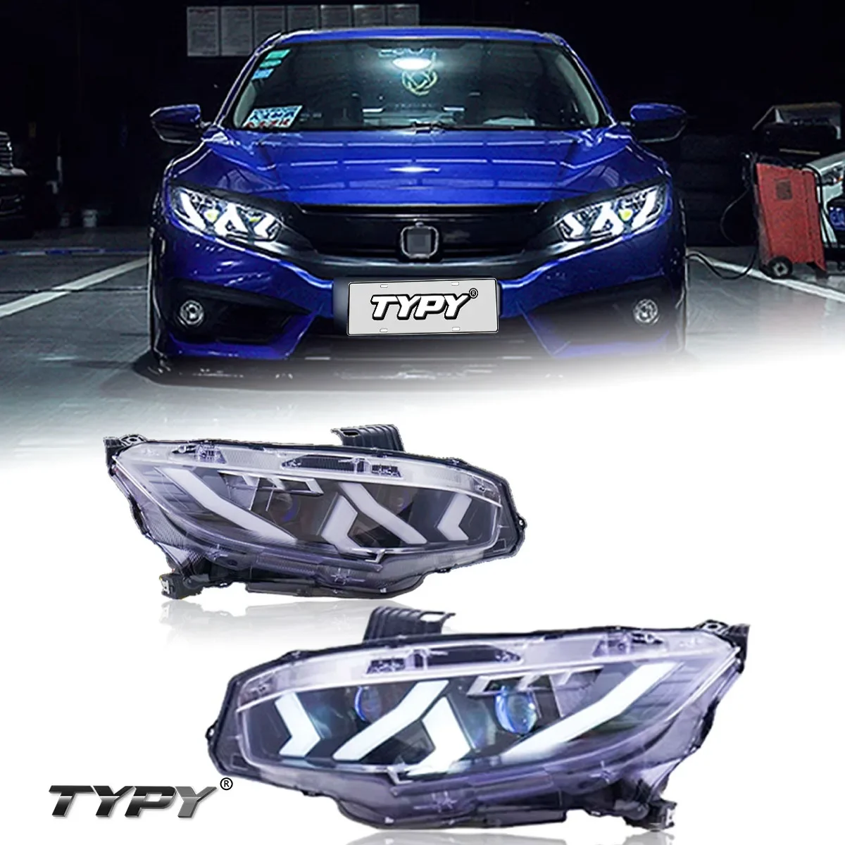 

Archaic full led headlamp sedan with DRL plug&play Lamborghini design headlights for honda civic hatchabck 2016-2020