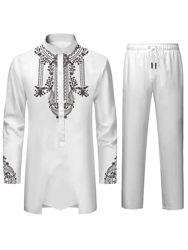 Middle East Style Elegant Suit 3D Printing Technology Patterns Muslim Cultural Suit Comfortable And Casual Two Piece Suit