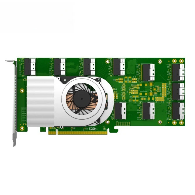

PCIe4.0 x16 10 * SFF8654 8i U.2 NVMe expansion card AI graphics card expansion PEX88096