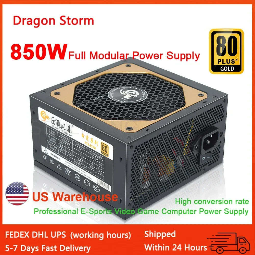 For PC Desktop Power Supply Full Modular ATX 850W 80Plus Gold 20+4Pin 12V Professional E-Sports Video Game Computer PSU