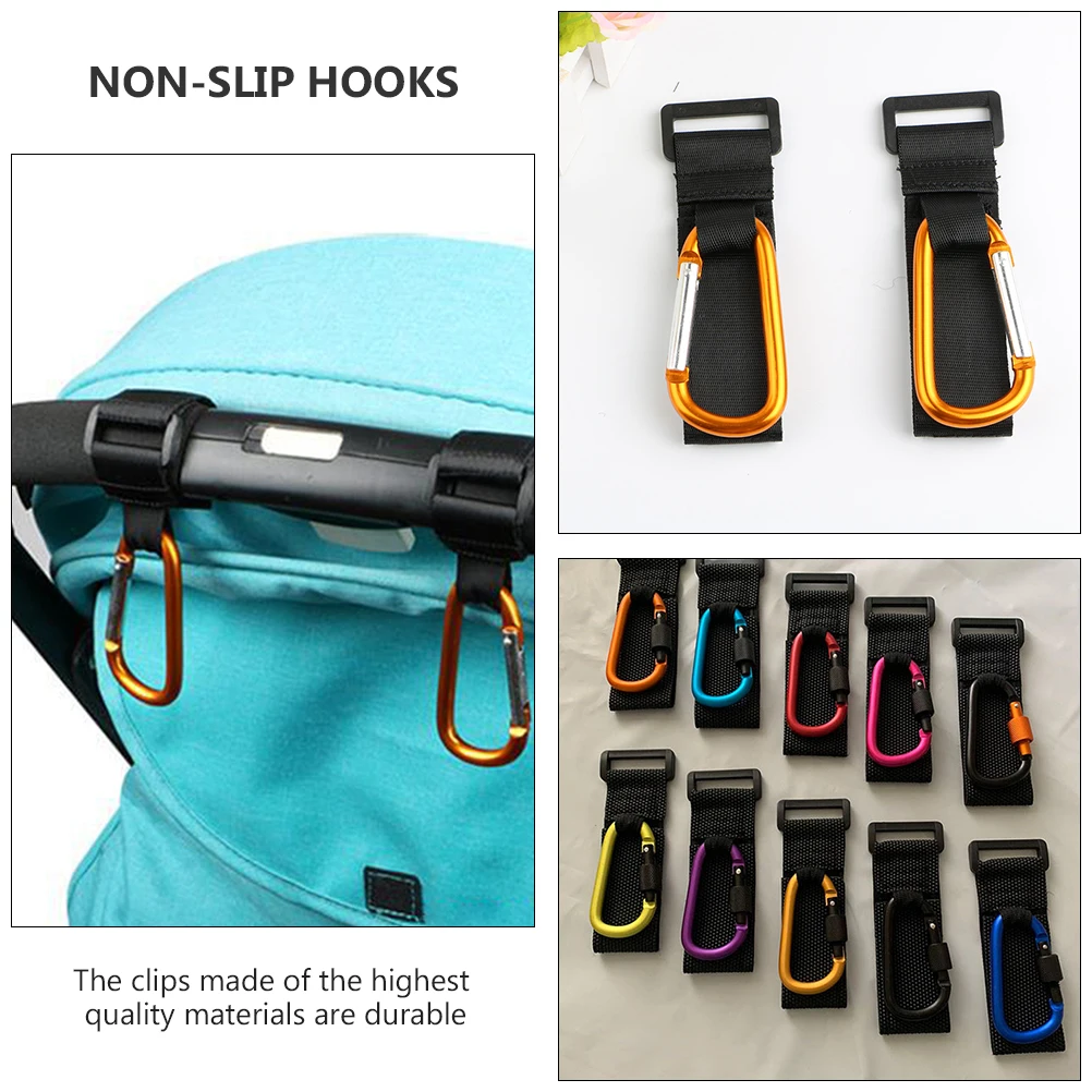 

2Pcs Non-Slip for Baby Durable PU Aluminum Clips Hooks For Stroller Pram Accessories Stroller Organizer Clips Buggy