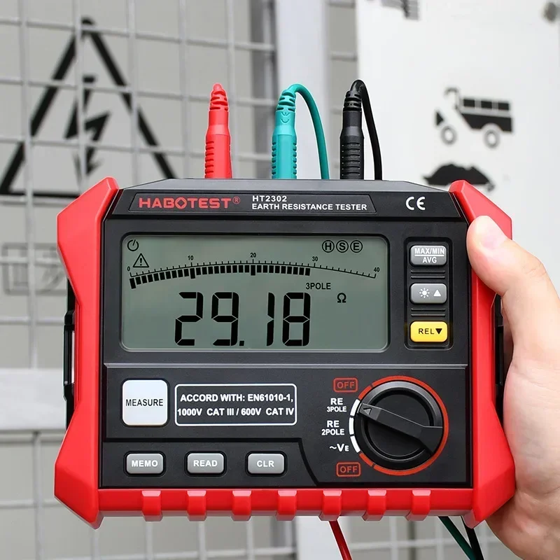 HT2302 Insulation Resistance Tester Earth Ground Resistance Tester Digital Megohmmeter Meter 100 Groups Data Storage