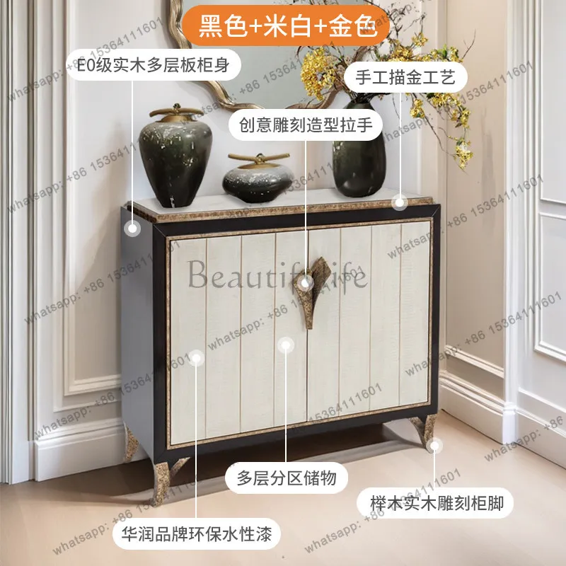LD American Light Luxury Solid Wood Porch Cabinet Entry Foyer Decorative Locker
