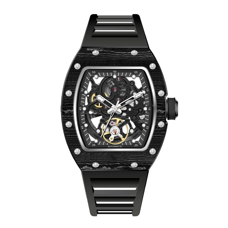 DANIEL GORMAN Luxury Automatic Mechanical Watch For Men Self-Winding Hollow Movement Glass Dial Window custom watch designs