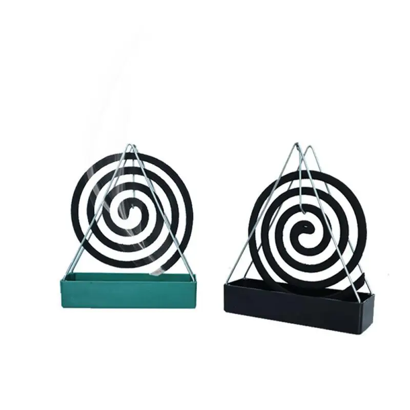 2024 Mosquito Coil Holder With Tray Creative Wrought Iron Triangular Shape Mosquito Repellent Incense Rack Home Decor Tool