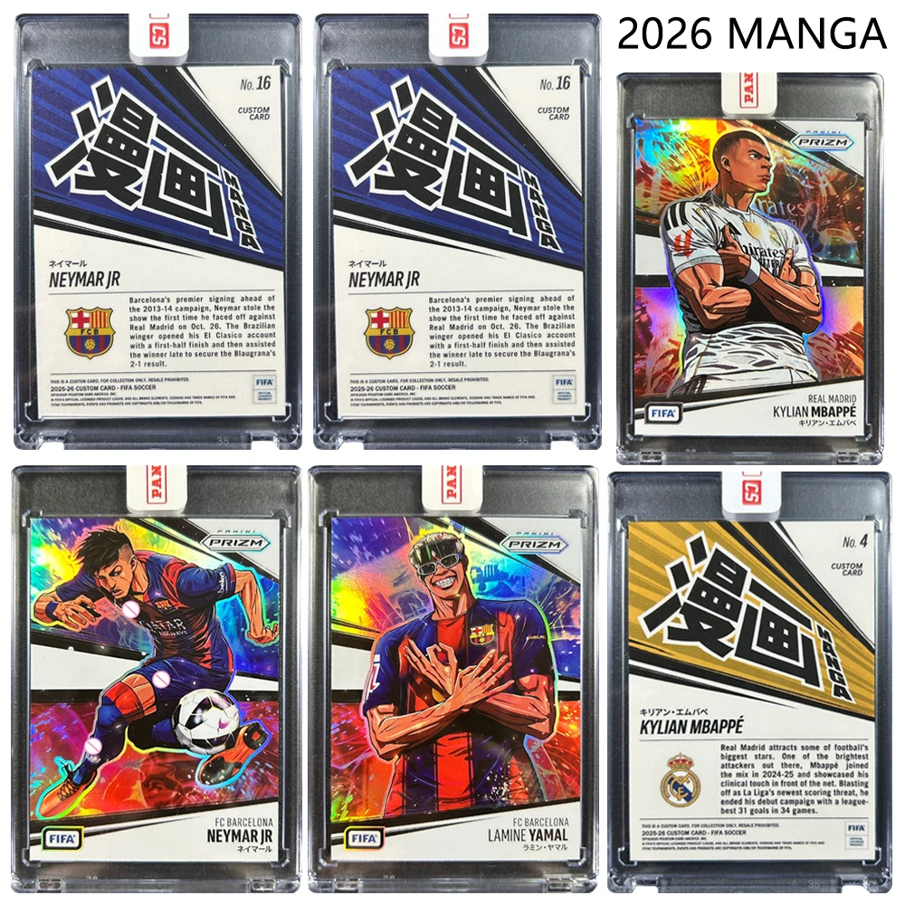 Cartão Colecionável DIY de Futebol MANGA 2026 Neymar Yamal Mbappé com Efeito Laser Arco-Íris, Blocos de Montar, Presente de Feriado para Meninos