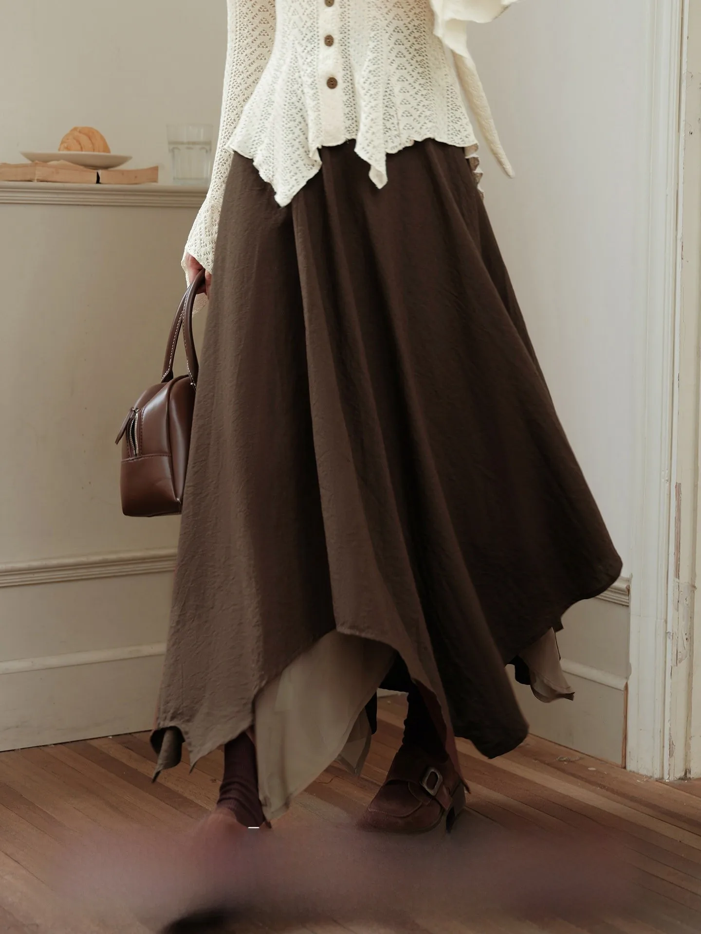 

Женская асимметричная длинная юбка с высокой талией, весна 2026, новый дизайн, постапокалиптический стиль, А-силуэт, дышащая хлопковая повседневная юбка