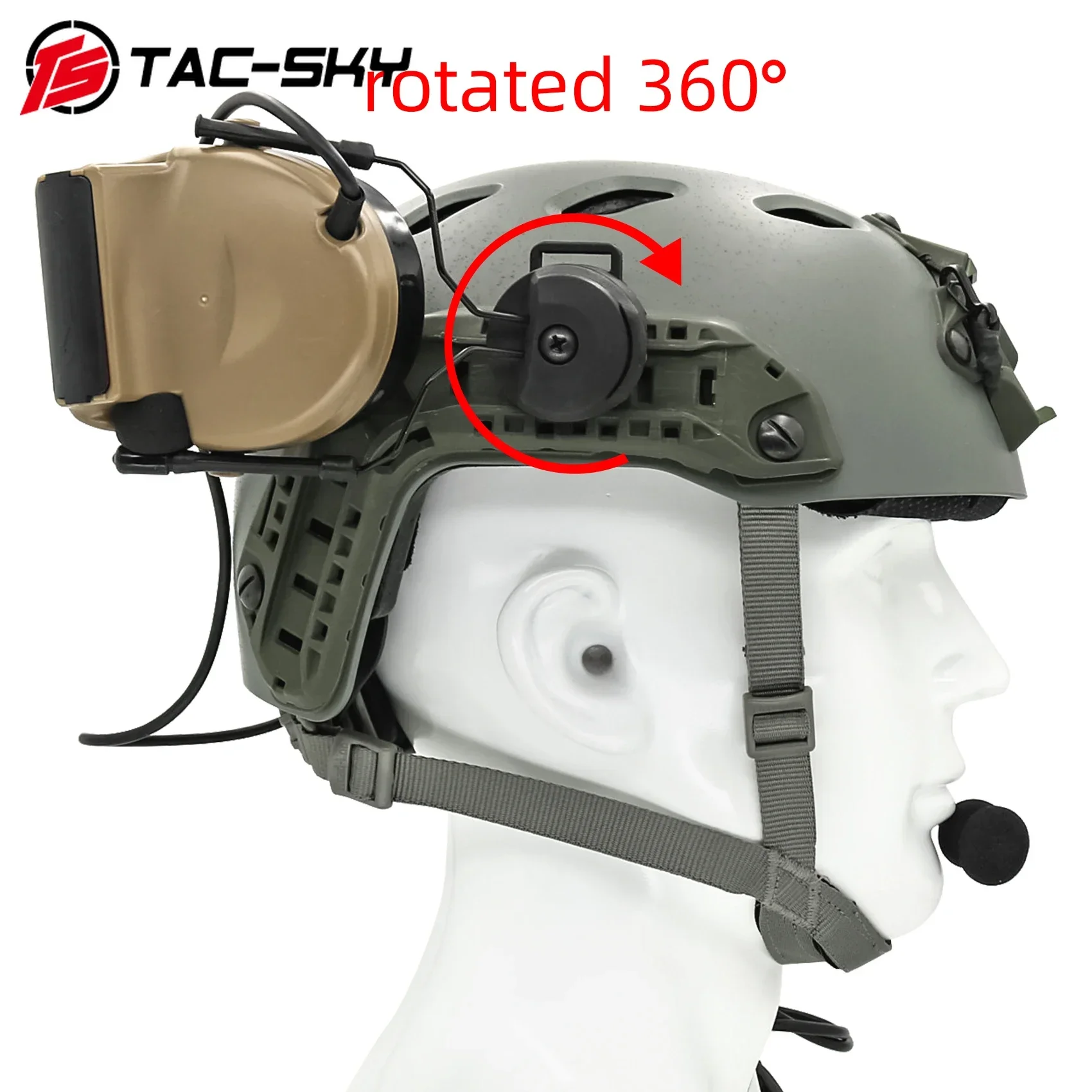 TAC-SKY Tactical Headset TSCII Hearing Protection Shooting Electronic Earmuffs With ARC Rail Bracket and 94ptt for Baofeng