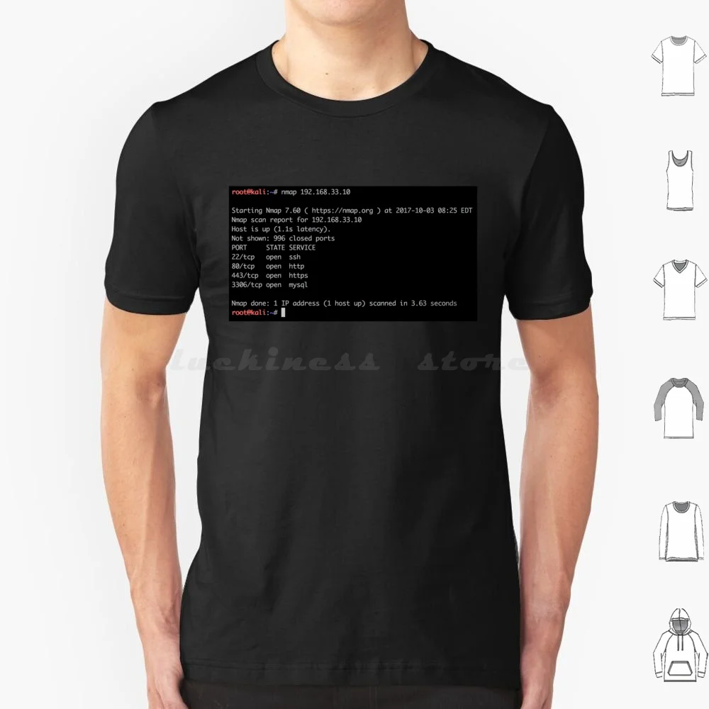 Nmap Terminal Scan T Shirt 6xl Cotton Cool Tee Hacker Linux Ethical Hacker Geek Hack Code Whoami Bash Terminal Programmer Kali