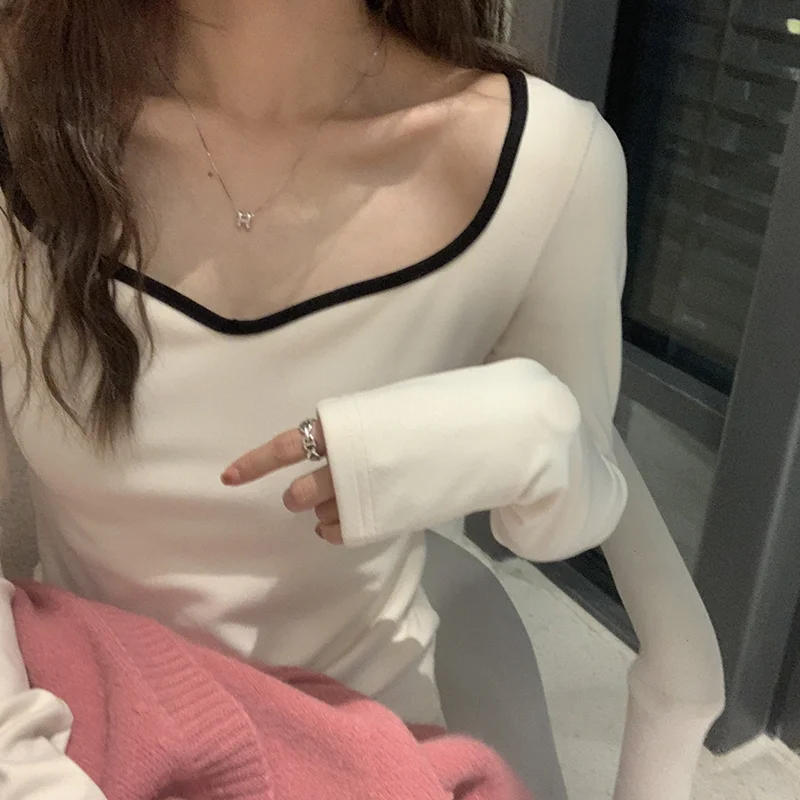 Sweet And Spicy Girl Versatile Slimming Base Layer T-Shirt Women's Top High End European Style from Hangzhou And Guangzhou