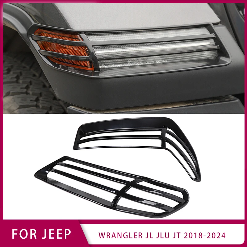 

Black Front Wheel Eyebrow Lamp Cover Trim For Jeep Wrangler JL JLU JT 2018-2024