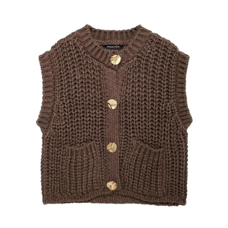 

Women's Fashion European and American Style Fast Selling Thick Knit Sleeveless Knitted Vest