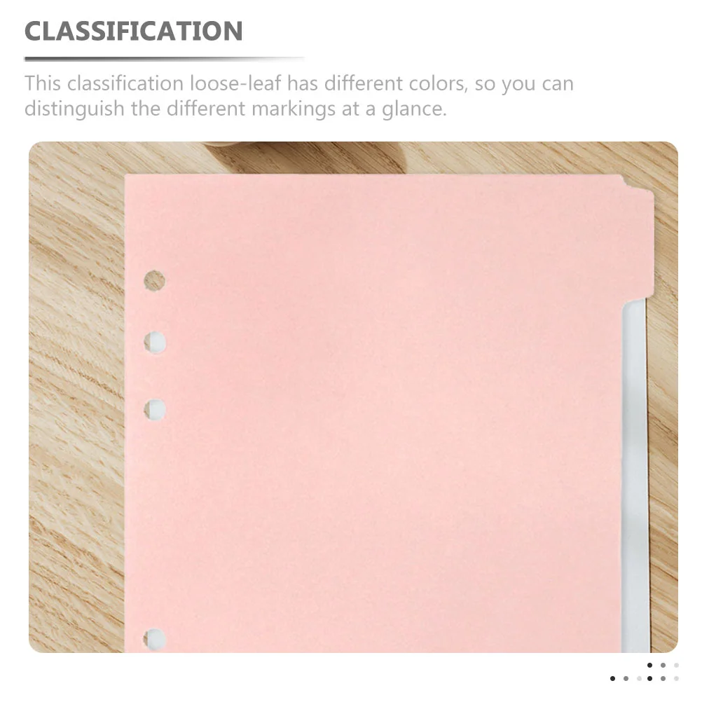 6 Sheets Tabs Slip Paper Page Dividers for Ring Binder with Partition Notebook Binders