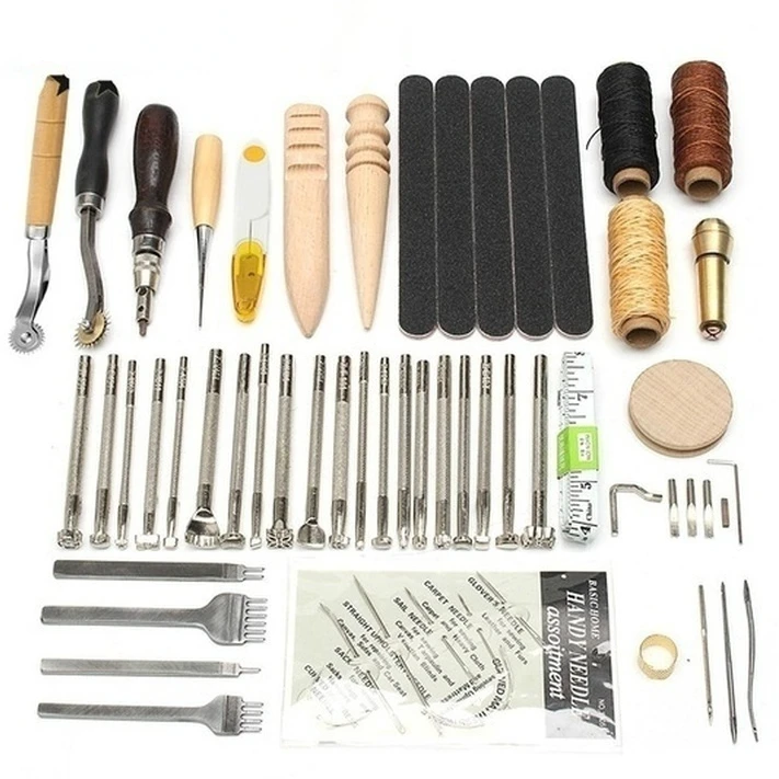 Kit Professional DIY Leather Craft Hand Tool Set 28pcs/48pcs/59pcs ferramentas diy