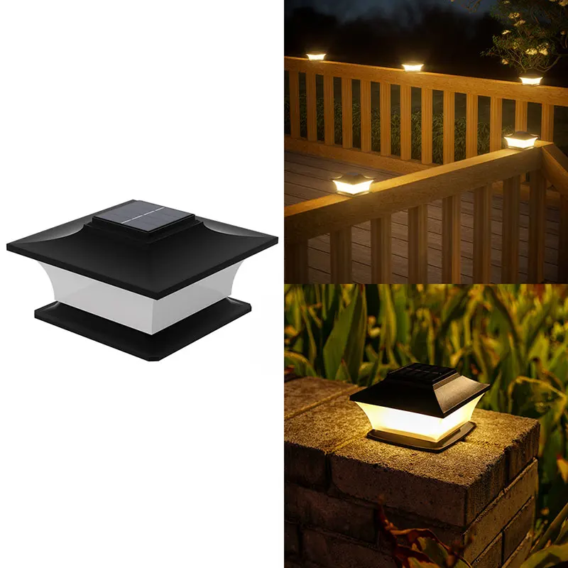 Op zonne-energie werkende pijlerverlichting voor buiten met automatische aan/uit, LED-landschapsverlichting voor tuinteraden, hek, terraspalen