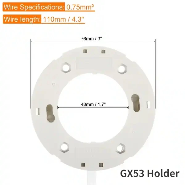 GX53 GX70 Light Base Socket Lamp Bulb Holder Connector PBT Flame Resistant Material Surface Mount Cabinet Showcase Showroom