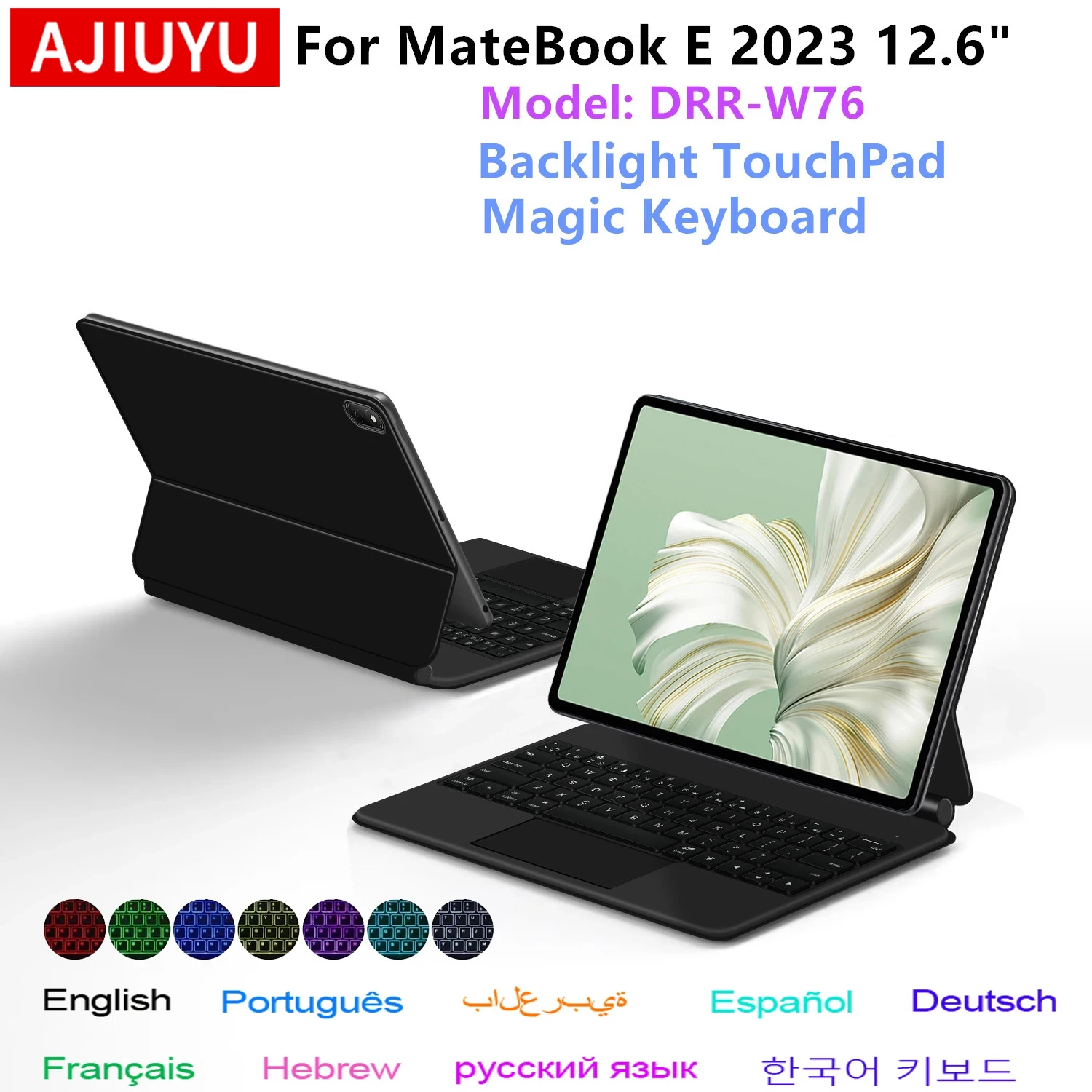 

AJIUYU Backlight Magic Keyboard for Huawei MateBook E 2023 12.6 inch DRR-W76 Tablet Smart Magnetic Case Keyboard Cover Folio