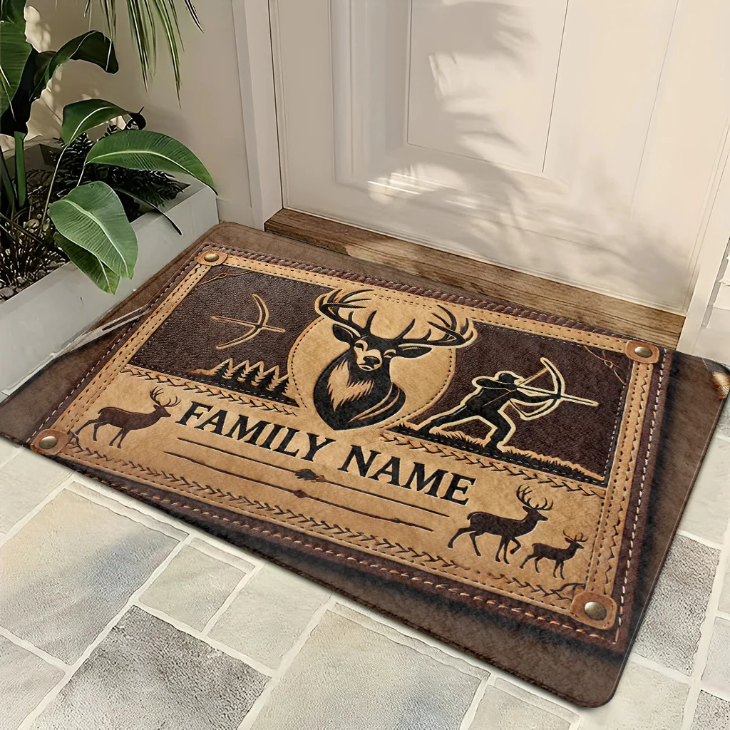1pc Hunter Archer Forest Scene Area Rug Non-Slip Floor Mat for Living Room Bedroom Kitchen Bathroom Laundry Home Office Decor