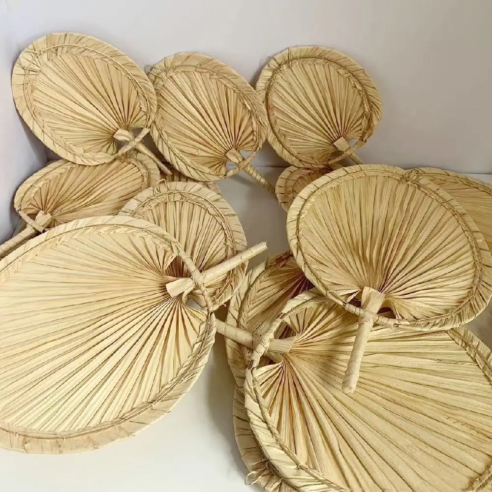Anti-Mosquito Hand-woven Palm-Leaf Fan Lightweight Chinese Style Summer Cooling Fan Durable Natural Cattail Fan Photo Prop