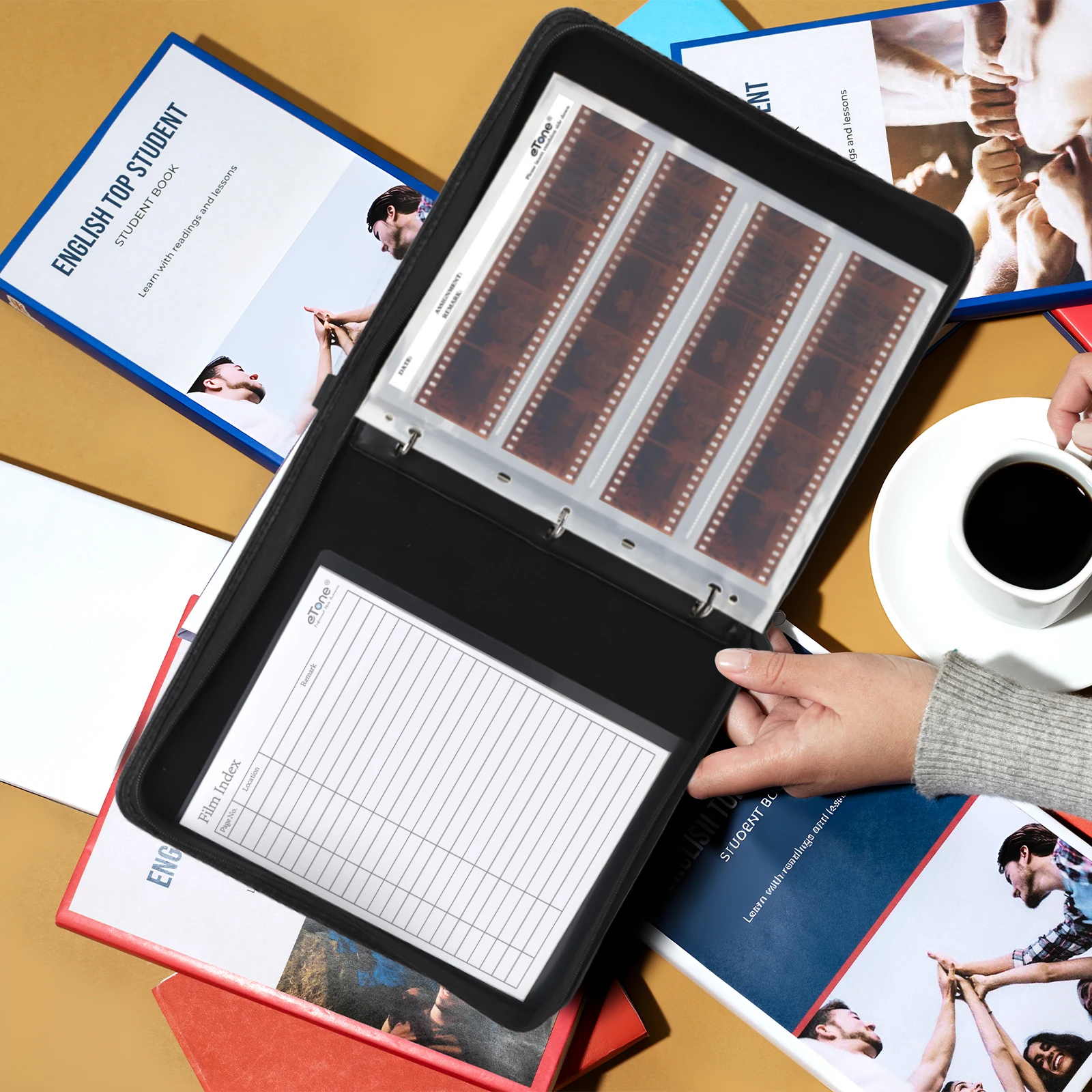 New eTone Film Negative Sleeves Binder Blue Zipper Album with 50pcs 120 Acid-Free Negative Storage Pages Darkroom Accessories