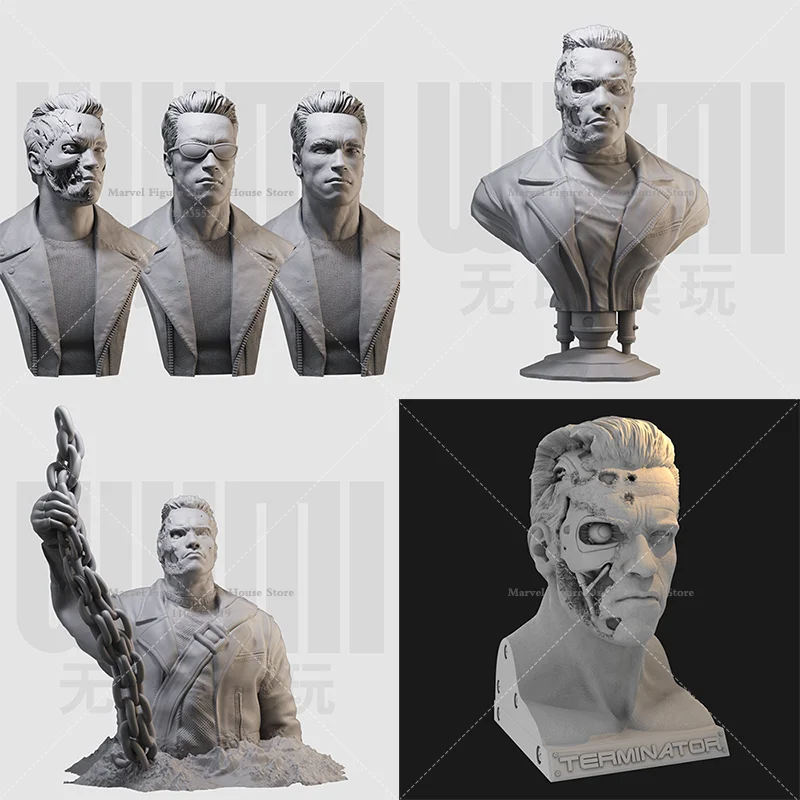 1/16 1/10 Scale DIY GK 3D Bust Resin Un-panited White Self-assembly Dolls Advanced Humanoid Robot Assassins Eliminate Human