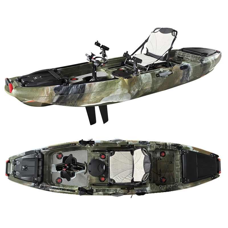 Afbeelding 4: NEOKUDO Roto-mold pedaalviskajak 10ft pedaalaandrijving kajak eenpersoons met roersysteem