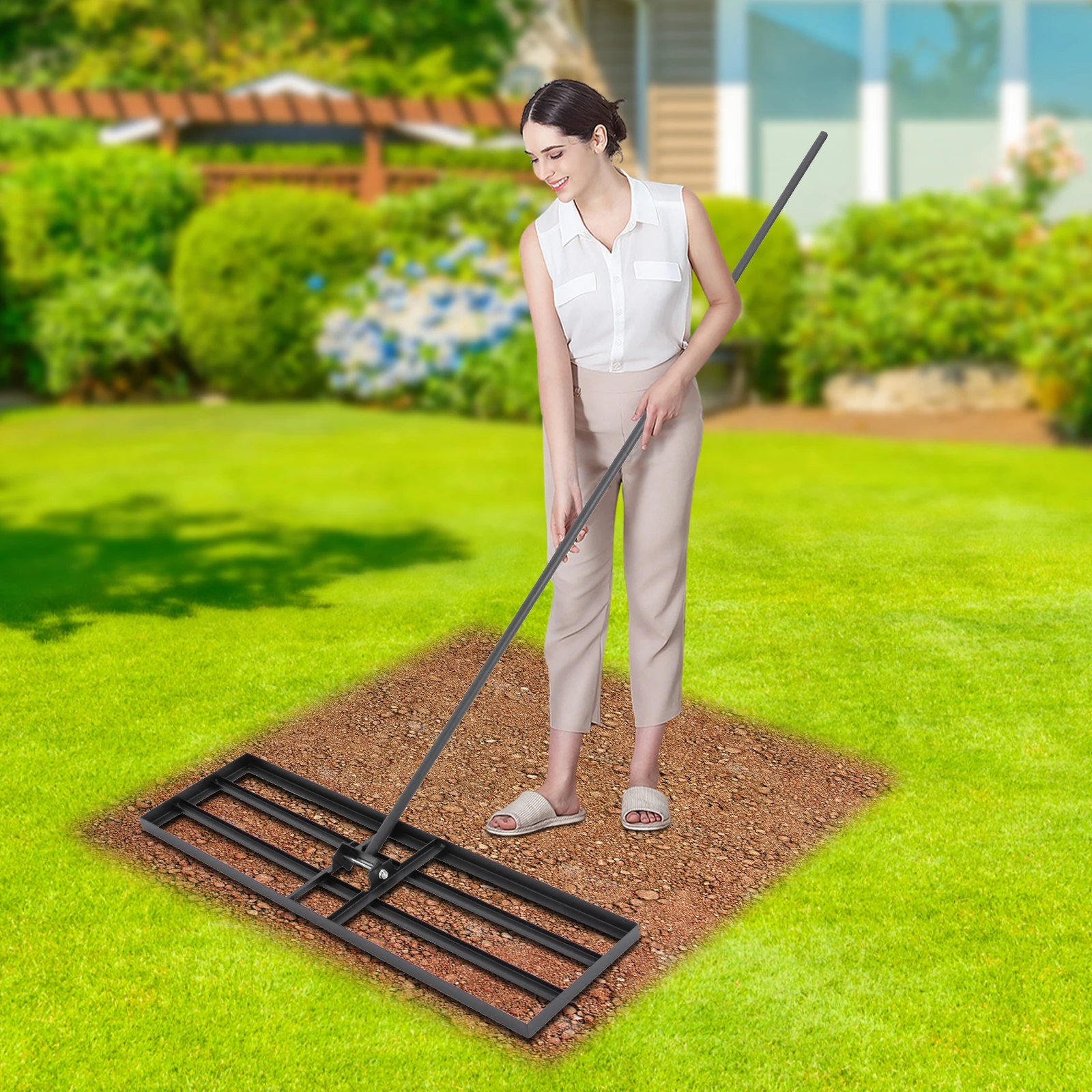 Lawn Leveler Tool, 91cm Landscape Rake 180° Adjustable Leveling Drag Mat for Garden Yard Farm Lawn Leveling and Topdressing Tool