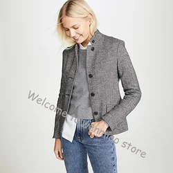 Blazer de espiga para mujer, chaqueta de diseño de moda, traje Formal de un solo pecho, abrigo individual, Otoño e Invierno