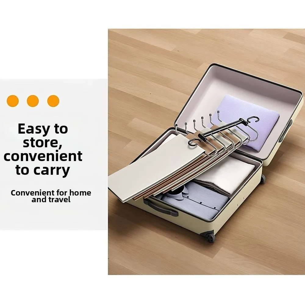 Space Saving Folding Pants Rack Non Slip Foldable L-Type Closet Organizer 90°Rotating Hook Multi Functional