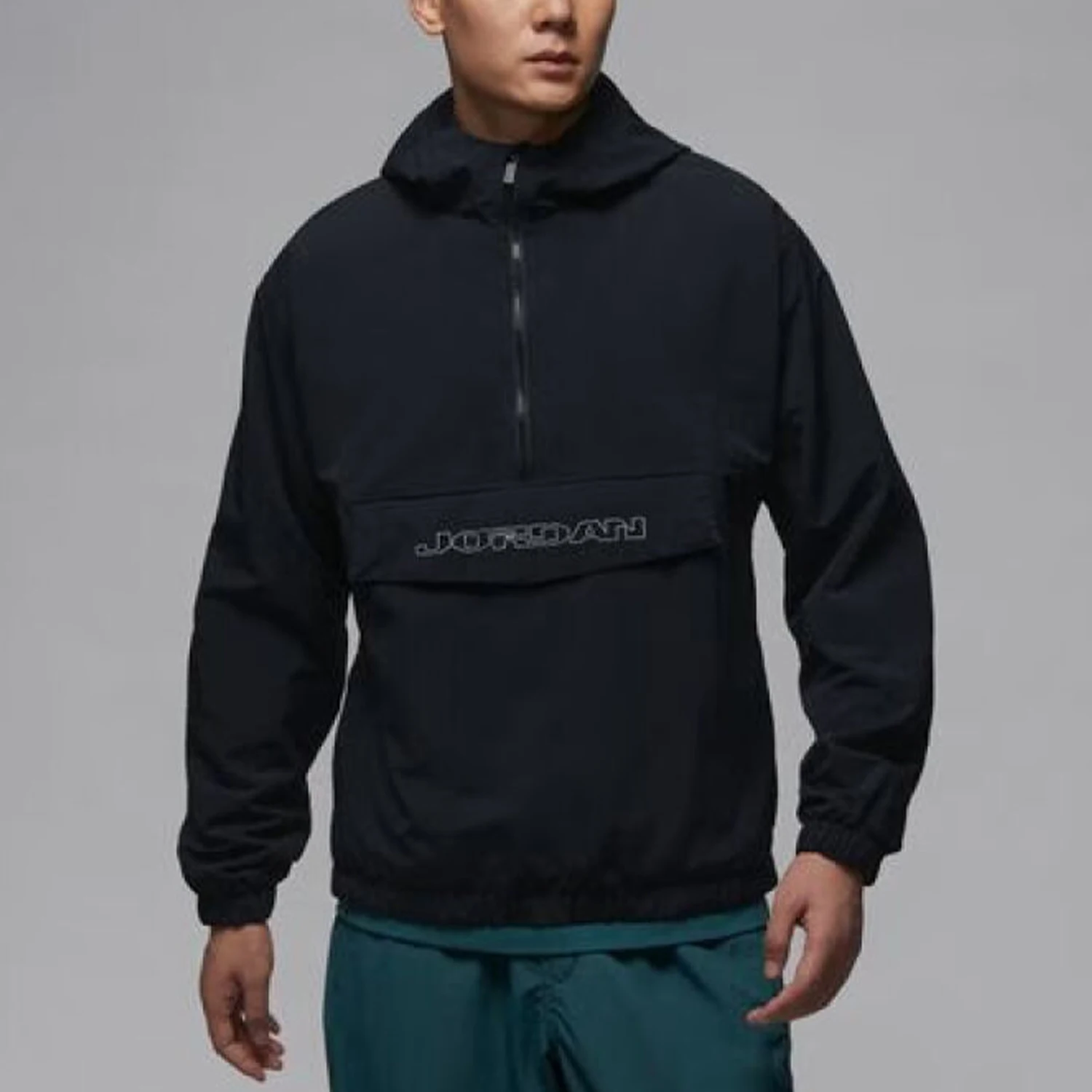 Nike genuine JORDAN men's woven cotton nylon half zipper hooded sweatshirt FV7441-010