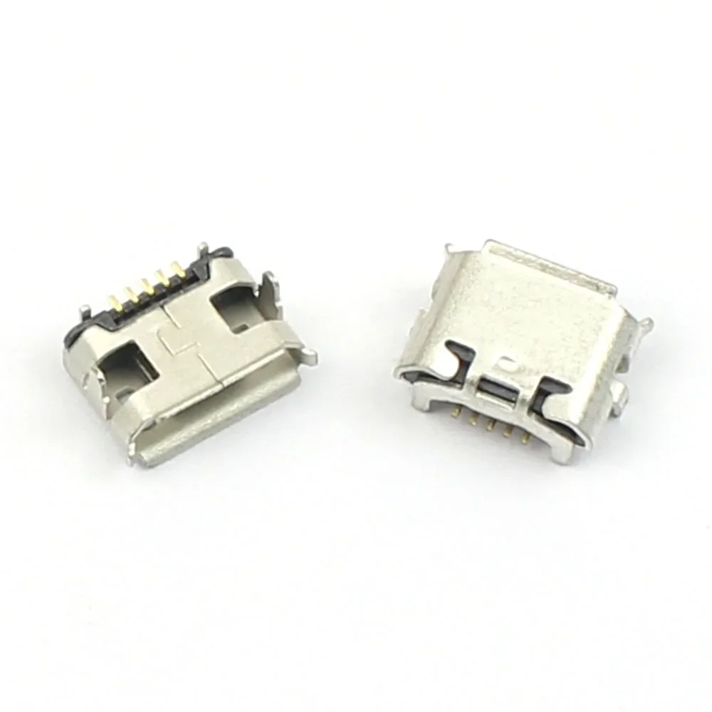 50pcs Micro USB Connector 5P Female SMD SMT DIP 5 Pin Type B Ejector 2 4 Legs Mount Jack Charging Socket Power Plug Port Flat