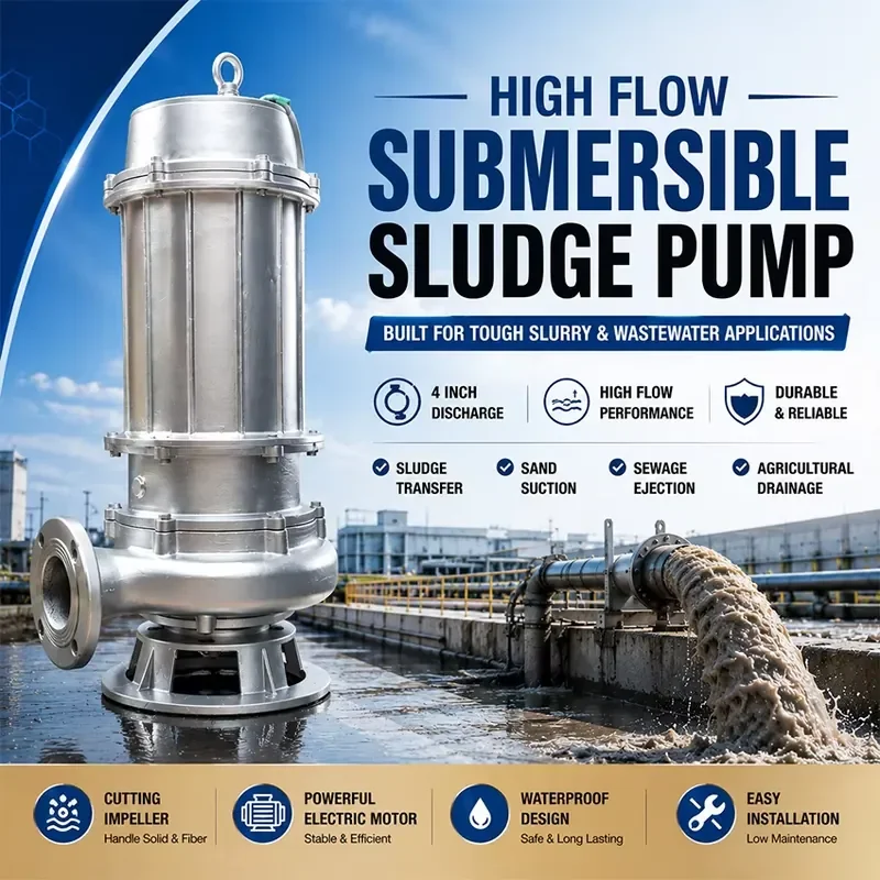 Stainless Steel Submersible Sewage Water Pump Cutter Dirty Water Fecal Silt Suction Storm Station Sewage Pumps
