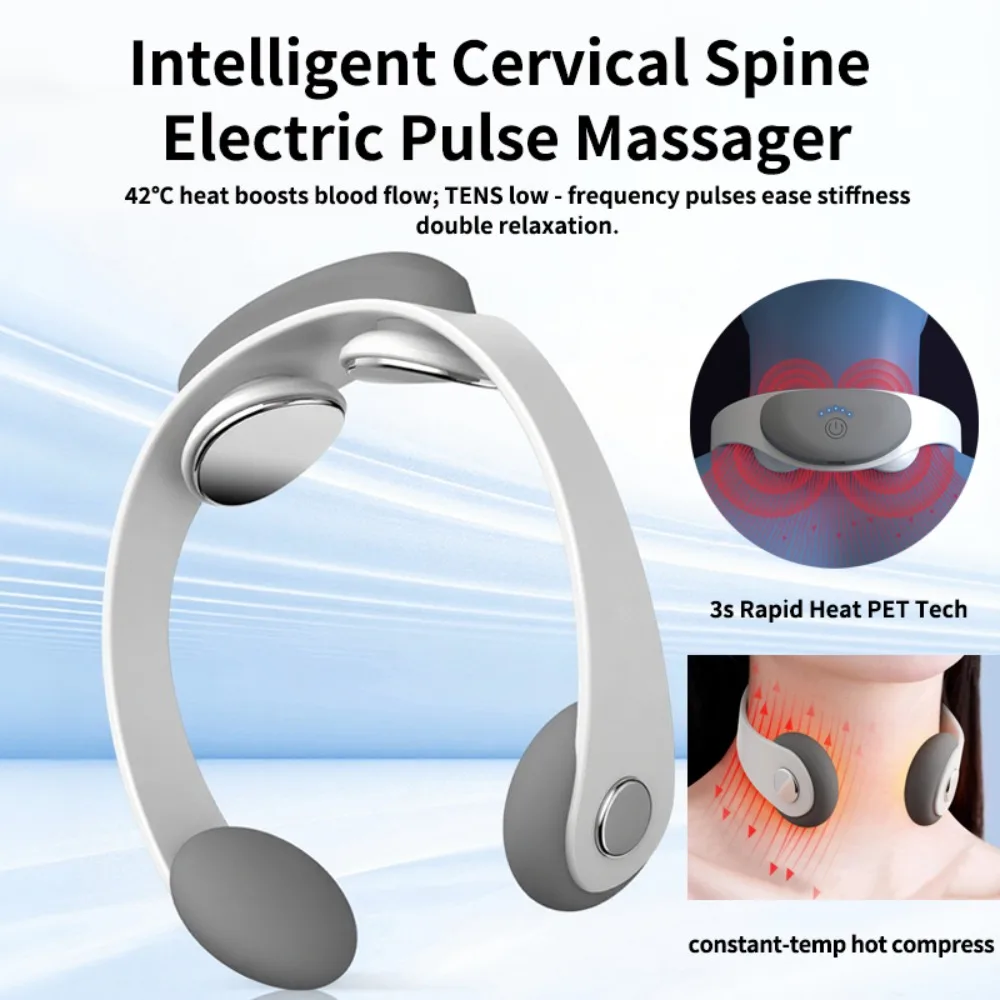 

Intelligent Cervical Electric Pulse Massager - Constant Heat & TENS Pulse, 5-Level Intensity, Eases Shoulder-Neck Pain