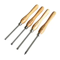 WA042 4-Pcs Tungsten Carbide and Stainless Steel Wood Lathe Woodturning Chisel Tool Set