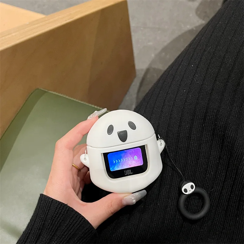 For JBL TOUR PRO2 New Protective Cover with Ring,Cute Funny Creative Ghost Design Silicone Earphone Case For JBL TOUR PRO 2