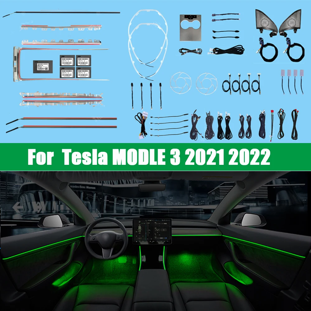 

64 colors Decorate lamp touch control For Tesla Model3 model 3 2019-2024 inter Ambient Light 3D Tweeter Neon Lamp Speaker Cover