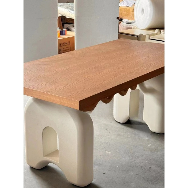 Medieval designer solid wood French cream style dining table Art B & B retro rectangular Nordic wabi style dining table