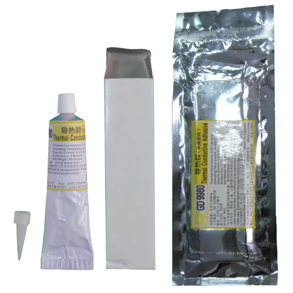 Fast Curing Aluminum Soft Tube Packaging White GD9980 Thermal Conductive Adhesive Cement Glue Silicone ST Net Weight 10/85 Grams