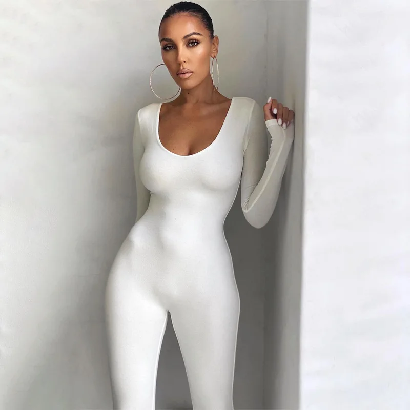 New Jumpsuits Women Autumn Sexy Black Butt Lift Fitness Sporty Fashion Streetwear Long Sleeves Female Skinny Casual Lady Rompers