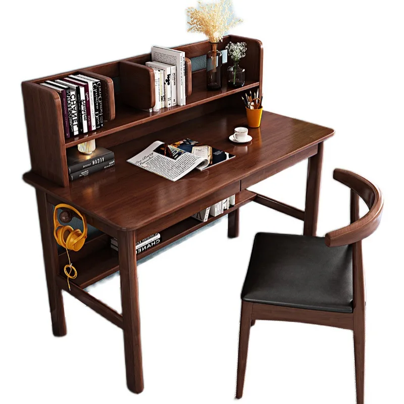 

Solid wood desk, bookshelf combination, modern simple home storage, desk