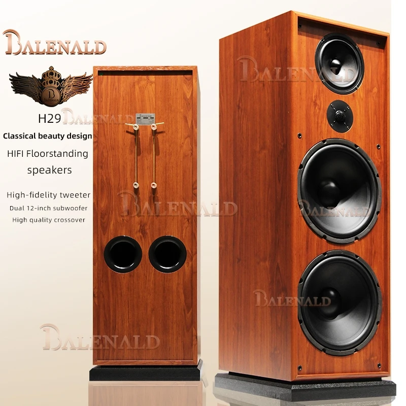 

Balenald H29 Hi-Fi-динамик Fever-grade для дома, гостиной, высококачественный двойной 12-дюймовый трехходовой аудиоподлоговой динамик