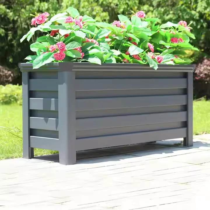 Aluminum Powder Coated Customizable Size Classic Garden Flower Planter Box With Trellis For Outdoor Use