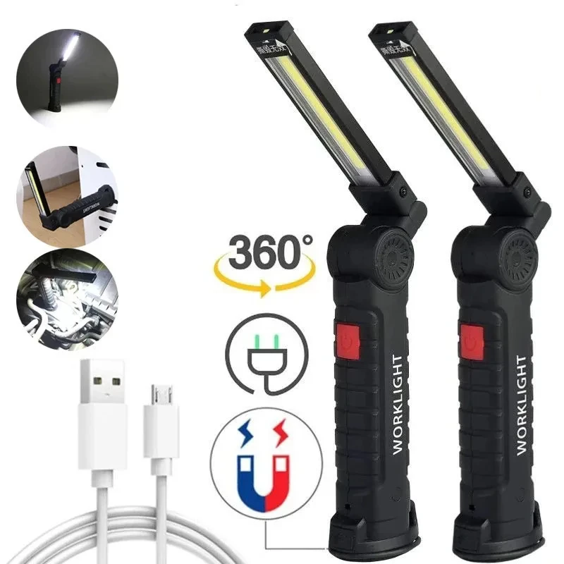 Imagem -06 - Portátil Dobrável Led Cob Trabalhando Luz Multifuncional Usb Recarregável Lanterna Magnética com Gancho Lâmpada da Tocha para Exterior